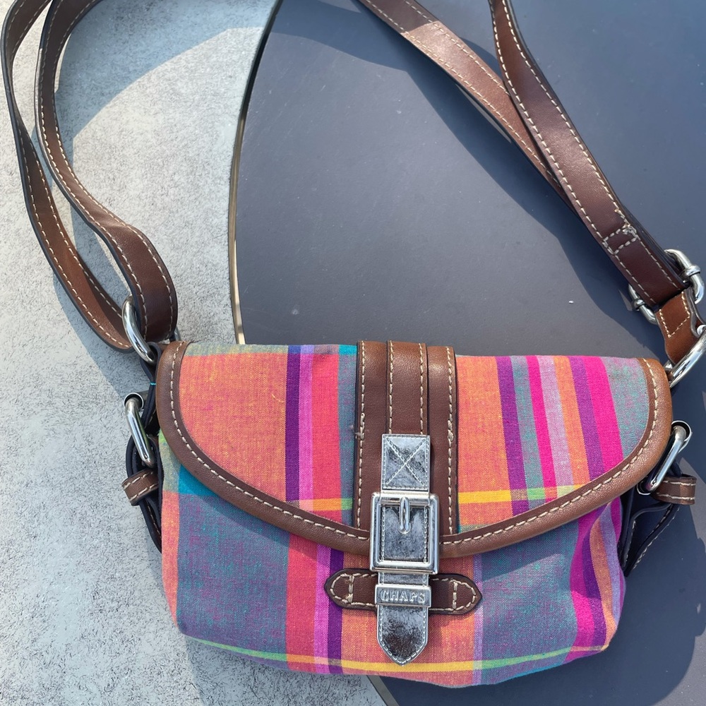 Chaps madras multicolor plaid crossbody mini bag